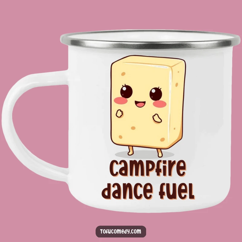 Funny Dancing Tofu Camping Mug: Happy Trails Brew, a Fun Funny Gift