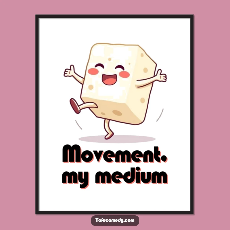 Funny Tofu Cartwheel Digital Art: Jubilant Block's Clumsy Joy Print