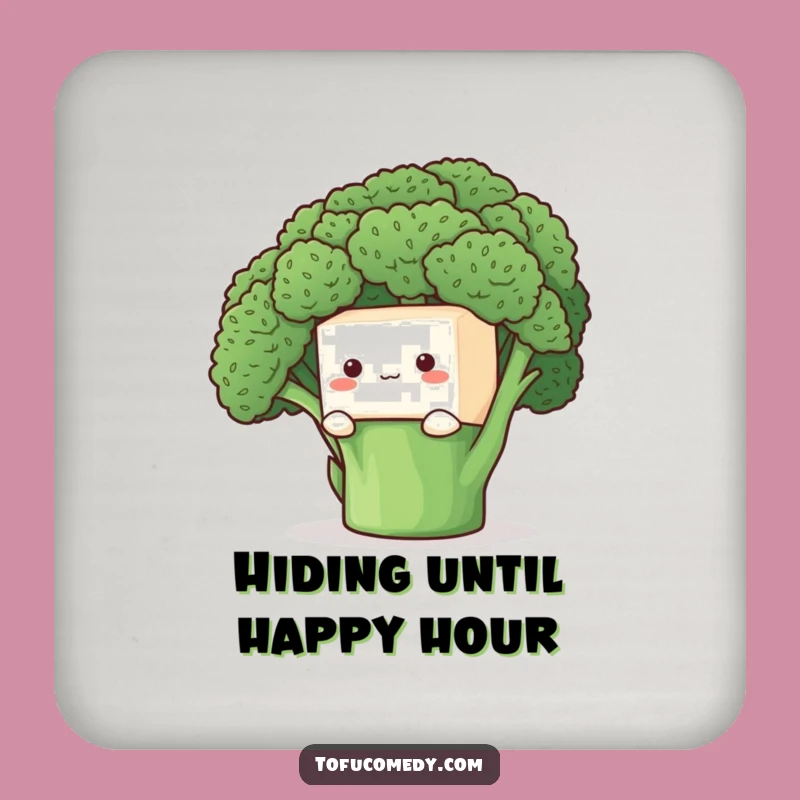 Funny Shy Tofu Coaster: Veggie Peek, a Cute Funny Gift