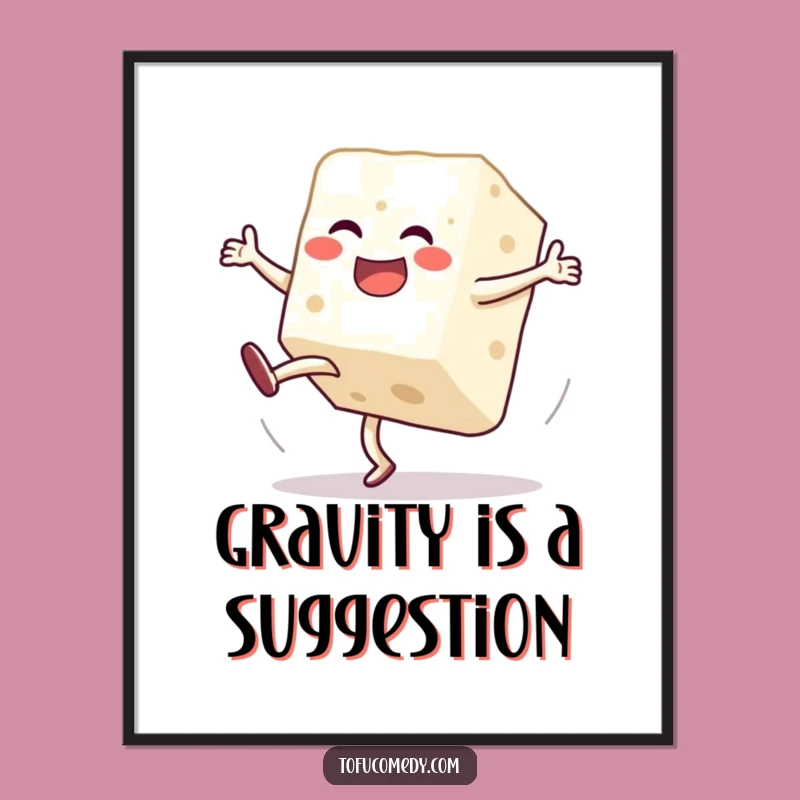 Funny Tofu Cartwheel Poster: Jubilant Block's Hilarious Wobble Art