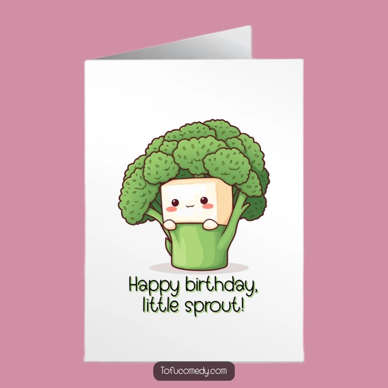 Funny Birthday Card: Shy Tofu & Broccoli, Cute Downloadable Gift